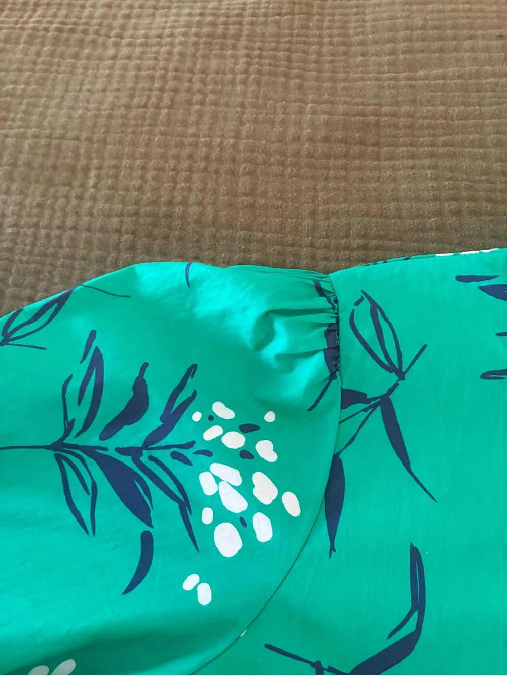 Fantastic Fawn Melinda Teal Floral Midi Dress 100% Cotton Belted Shirt Dress L - Picture 11 of 11